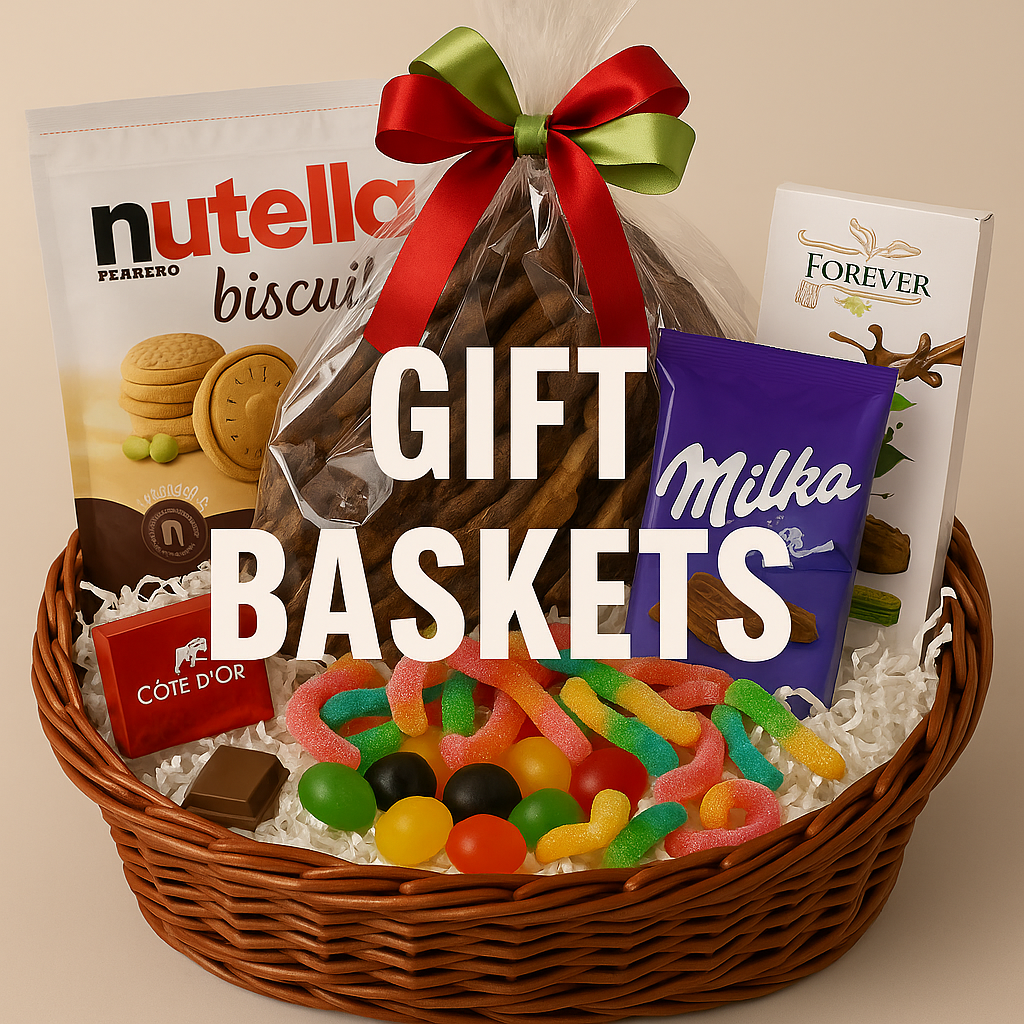 Biltong gift baskets and hampers - S/M/L/XL bundles with sweets, nuts and premium wrap