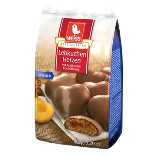 Weiss Lebkuchen Herzen Whole Milk Gingerbread Hearts Filled With Apricot